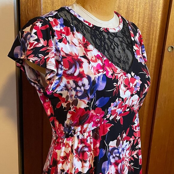 🌸 NWT Maxi dress floral black lace with ruffle sleeves TORRID 1, 1X, XL, 16 - Picture 4 of 7